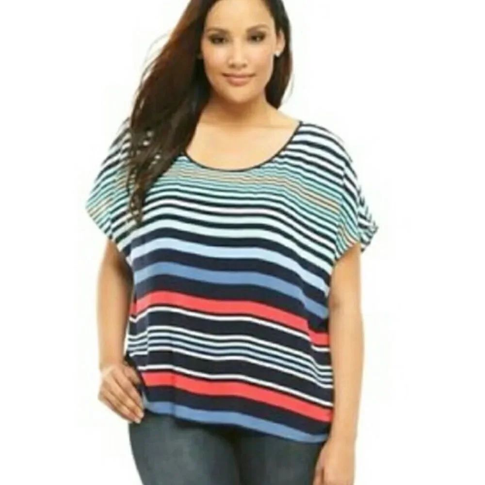 Torrid striped scoop neck/ boat neck shirt